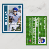 Aangepaste Football QB Trading Kaart (Ocean Blue) Contactkaartje (Voorkant / Achterkant)