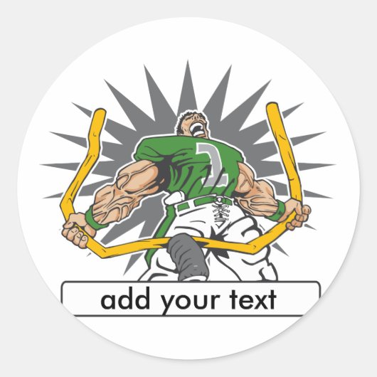 Aangepaste Football speler groen Ronde Sticker (Voorkant)