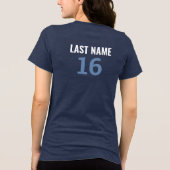 Aangepaste Football Speler Naam en Nummer Navy Blu Tri-Blend Shirt (Achterkant)