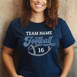 Aangepaste Football Speler Naam en Nummer Navy Blu Tri-Blend Shirt<br><div class="desc">Aangepast T-shirt voor en achter Football - getoond in marineblauw Ontwerp beschikt over script "Football" -tekst met tekst die kan worden aangepast voor de teamnaam,  achternaam van de speler en truisnummer. Witte,  blauwe en grijze kleuren kunnen worden aangepast.</div>
