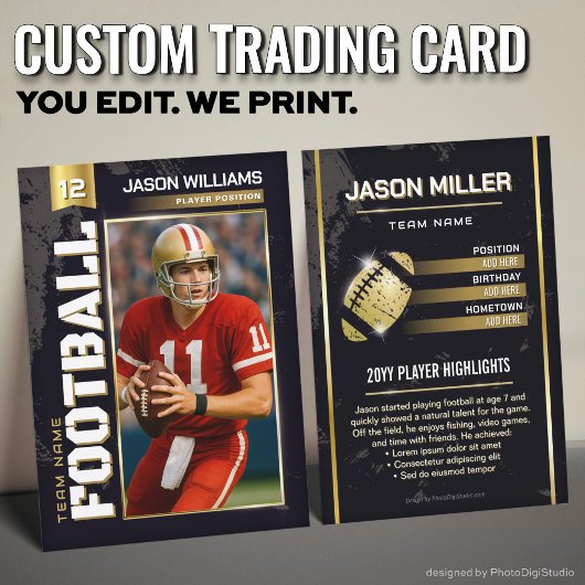 Aangepaste Football Trading Kaart, Gold Player Kaa Contactkaartje