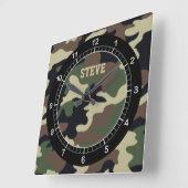 Aangepaste 'Forest Camo'-wandklok Vierkante Klok (Hoek)