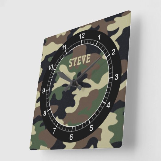 Aangepaste 'Forest Camo'-wandklok Vierkante Klok (Hoek)