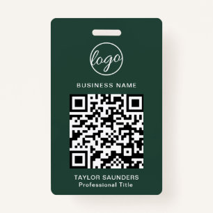 Aangepaste Forest Green Logo QR Code Medewerker Badge