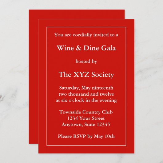 Aangepaste formele Rode Uitnodiging of Aankondigin (Voorkant / Achterkant)