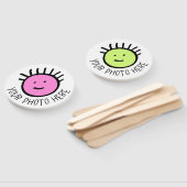 Aangepaste foto 10 x ROUND HAND FANS, FAVORS Sjabl Handwaaier (Niet-gemonteerd)