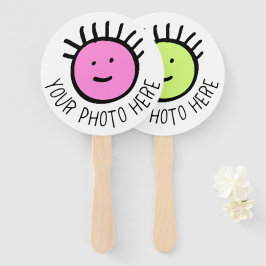 Aangepaste foto 10 x ROUND HAND FANS, FAVORS Sjabl Handwaaier