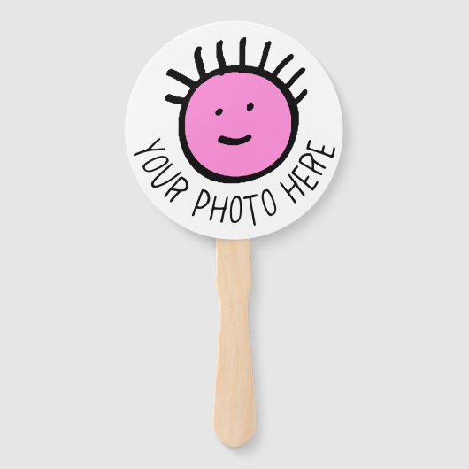 Aangepaste foto 10 x ROUND HAND FANS, FAVORS Sjabl Handwaaier (Voorkant)