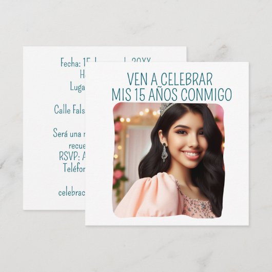 Aangepaste foto 15e verjaardag Mis Quince Quinceañ Kaart (Voorkant / Achterkant)