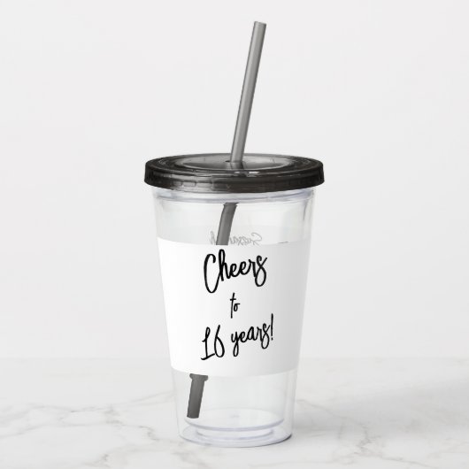 Aangepaste foto 16e Happy Birthday op maat Acryl Drinkbeker (Achterkant)