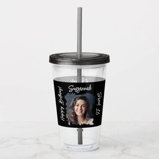 Aangepaste foto 16e Happy Birthday op maat Acryl Drinkbeker (Voorkant)