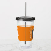 Aangepaste foto 16e Happy Birthday Oranje Sjabloon Acryl Drinkbeker (Rechts)