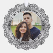 Aangepaste foto 1e Jubileum bruiloft Jubileum Ornament Kaart (Voorkant)