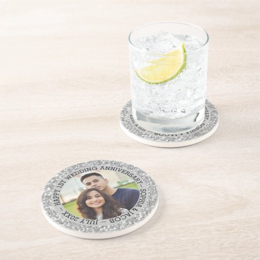 Aangepaste foto 1e Jubileum Zandsteen Onderzetter (Zijkant)