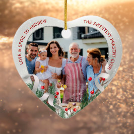 Aangepaste Foto 1e Kerstmis Nieuwe Grootouders Zil Keramisch Ornament