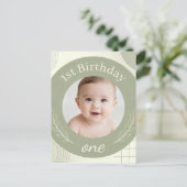 Aangepaste foto 1e verjaardag - gepersonaliseerde  briefkaart (Staand voorkant)