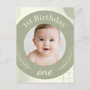 Aangepaste foto 1e verjaardag - gepersonaliseerde  briefkaart