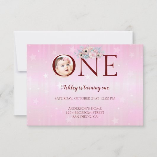 Aangepaste foto 1e verjaardag kaart (Voorkant)