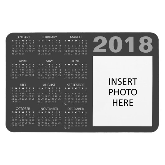 Aangepaste foto 2018 Calendar Magnet - Grey Magneet (Horizontaal)