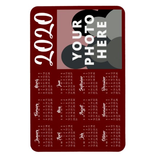 Aangepaste foto 2020 Calendar Magnet Sjabloon | Ro Magneet (Verticaal)
