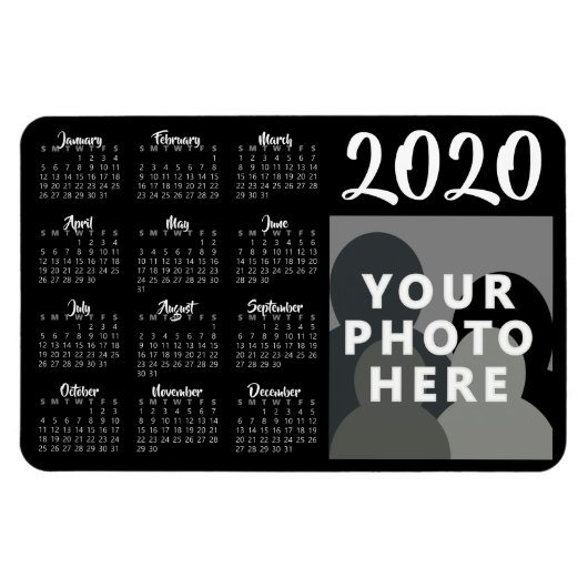 Aangepaste foto 2020 Calendar Magnet Sjabloon | Zw Magneet (Horizontaal)