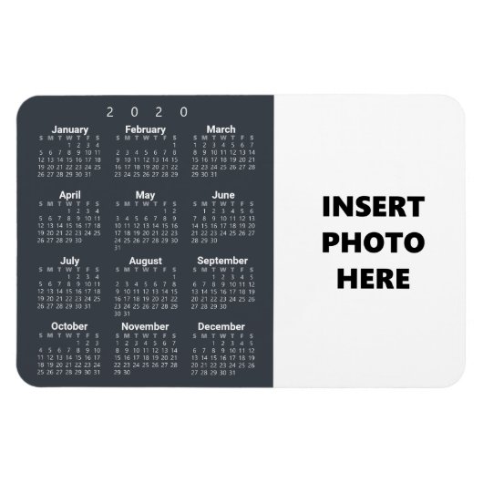 Aangepaste foto 2020 Calendar Magnet | Staalgrijs Magneet (Horizontaal)