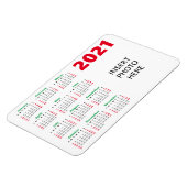 Aangepaste foto 2021 agenda | Kerstrood groen Magneet (Linkerzijde)