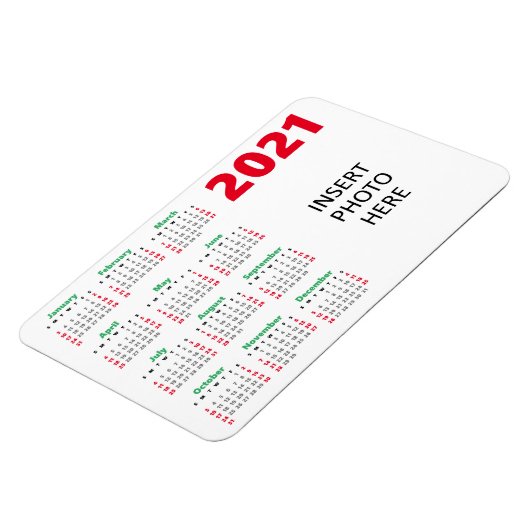 Aangepaste foto 2021 agenda | Kerstrood groen Magneet (Linkerzijde)