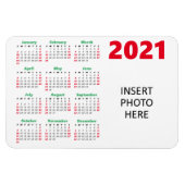 Aangepaste foto 2021 agenda | Kerstrood groen Magneet (Horizontaal)