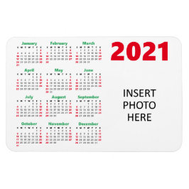 Aangepaste foto 2021 agenda | Kerstrood groen Magneet