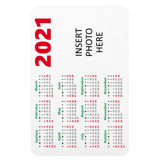 Aangepaste foto 2021 agenda | Kerstrood groen Magneet (Verticaal)