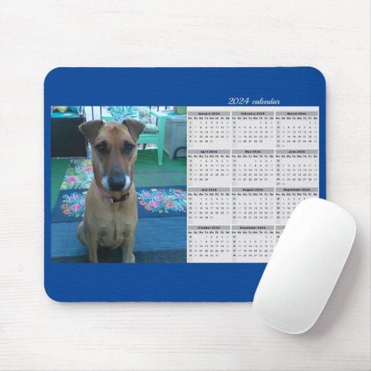 Aangepaste foto 2024 kalender aangepaste kleur muismat (Met muis)
