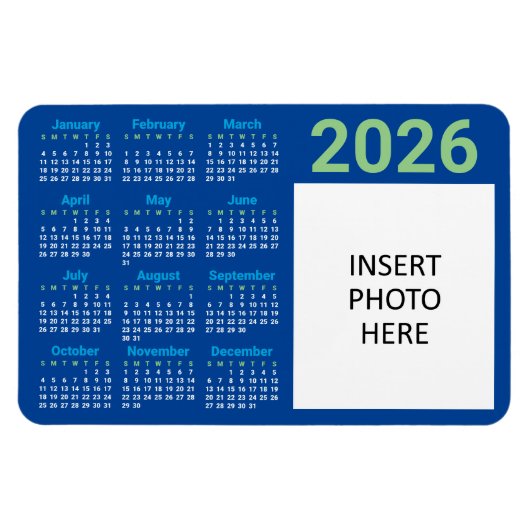 Aangepaste foto 2026 kalender magneet (Horizontaal)