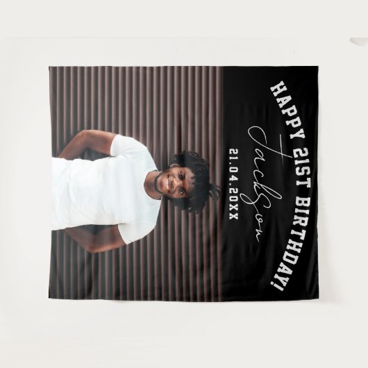 Aangepaste foto 21e marthday Party wandachtergrond Wandkleed (Voorkant (horizontaal))