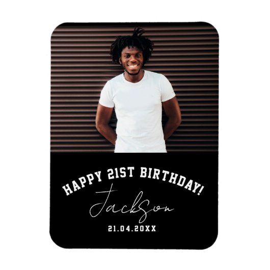 Aangepaste foto 21e verjaardagsfeestje geheugen aa magneet (Verticaal)