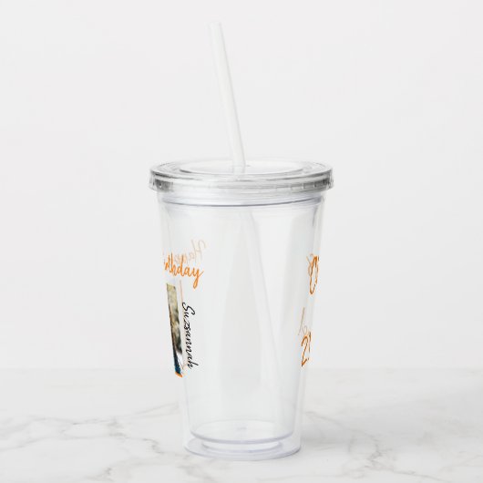 Aangepaste foto 21st Happy Birthday Party-Sjabloon Acryl Drinkbeker (Links)