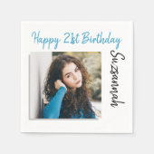 Aangepaste foto 21st Happy Birthday Party-Sjabloon Servet (Voorkant)