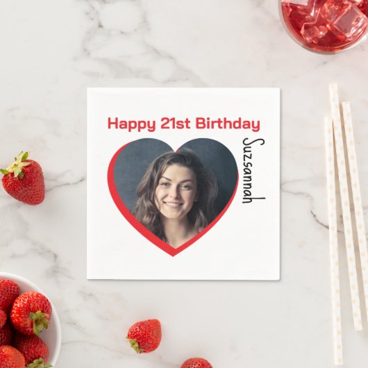 Aangepaste foto 21st Happy Birthday Party-Sjabloon Servet (Insitu)