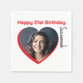 Aangepaste foto 21st Happy Birthday Party-Sjabloon Servet (Voorkant)