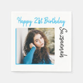 Aangepaste foto 21st Happy Birthday Party-Sjabloon Servet (Voorkant)