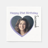 Aangepaste foto 21st Happy Birthday Party-Sjabloon Servet (Voorkant)