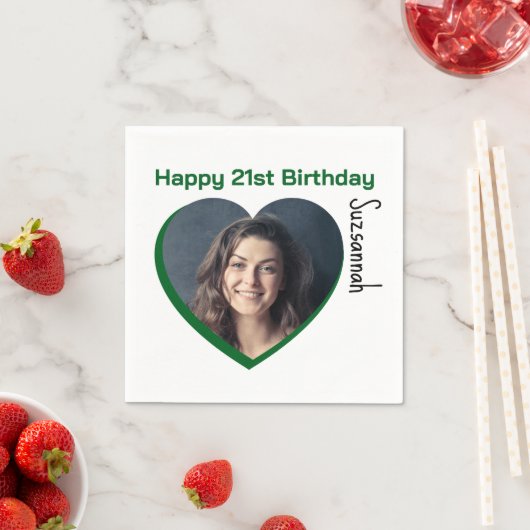 Aangepaste foto 21st Happy Birthday Party-Sjabloon Servet (Insitu)