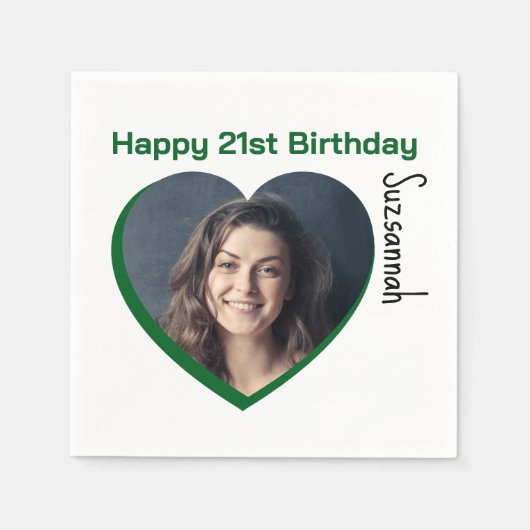 Aangepaste foto 21st Happy Birthday Party-Sjabloon Servet (Voorkant)