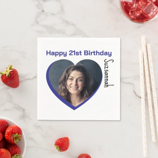 Aangepaste foto 21st Happy Birthday Party-Sjabloon Servet (Insitu)