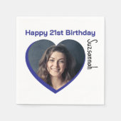 Aangepaste foto 21st Happy Birthday Party-Sjabloon Servet (Voorkant)