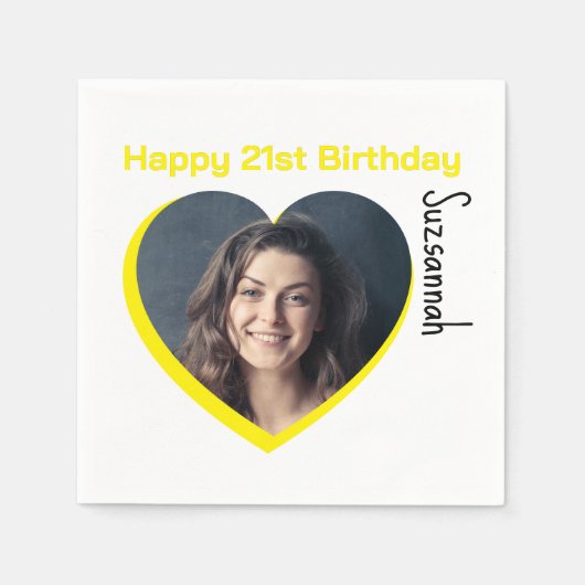 Aangepaste foto 21st Happy Birthday Party-Sjabloon Servet (Voorkant)
