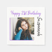 Aangepaste foto 21st Happy Birthday Party-Sjabloon Servet (Voorkant)