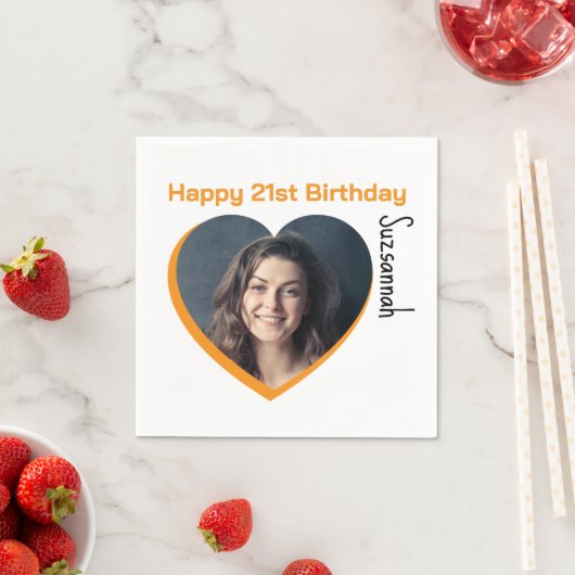 Aangepaste foto 21st Happy Birthday Party-Sjabloon Servet (Insitu)