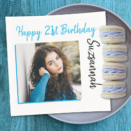 Aangepaste foto 21st Happy Birthday Party-Sjabloon Servet