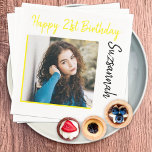 Aangepaste foto 21st Happy Birthday Party-Sjabloon Servet<br><div class="desc">Pas de feesttekst aan met uw juiste bericht. Vervang de placeholder foto met uw foto. Vul de gebieden van de sjabloon in,  verwijder tekst of de klik past aan om een doopvontstijl,  een grootte,  en een kleur te selecteren u verkiest.</div>